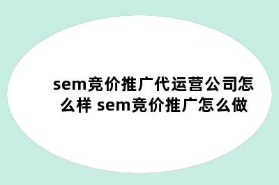 sem竞价推广代运营公司怎么样 sem竞价推广怎么做